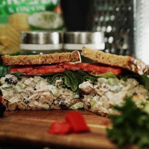 Walnut Cranberry Chicken Salad Sandwich.