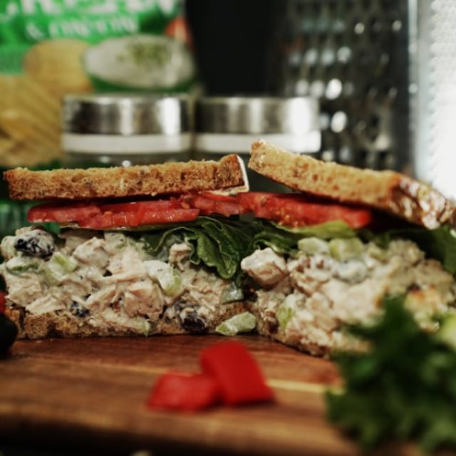 Walnut Cranberry Chicken Salad Sandwich.